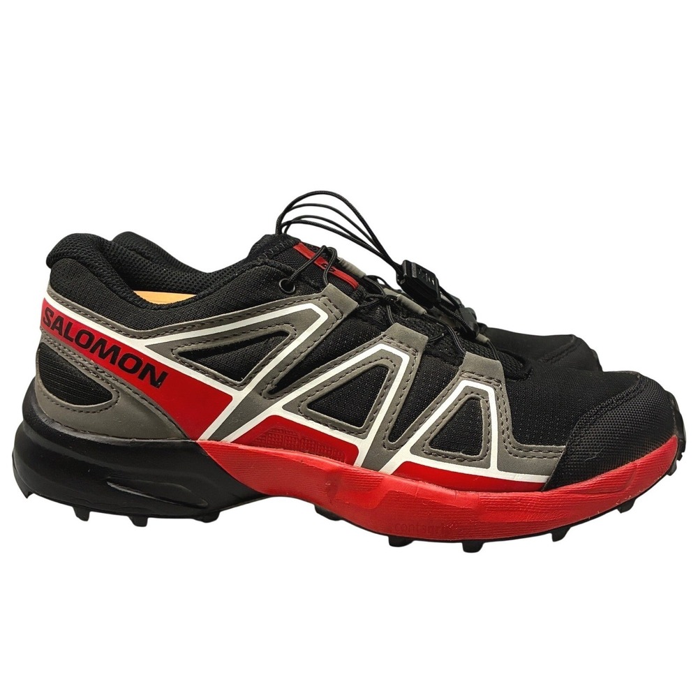 Salomon Speedcross Kids 5 Black Quiet Shade High Risk Red Trail Running Shoes